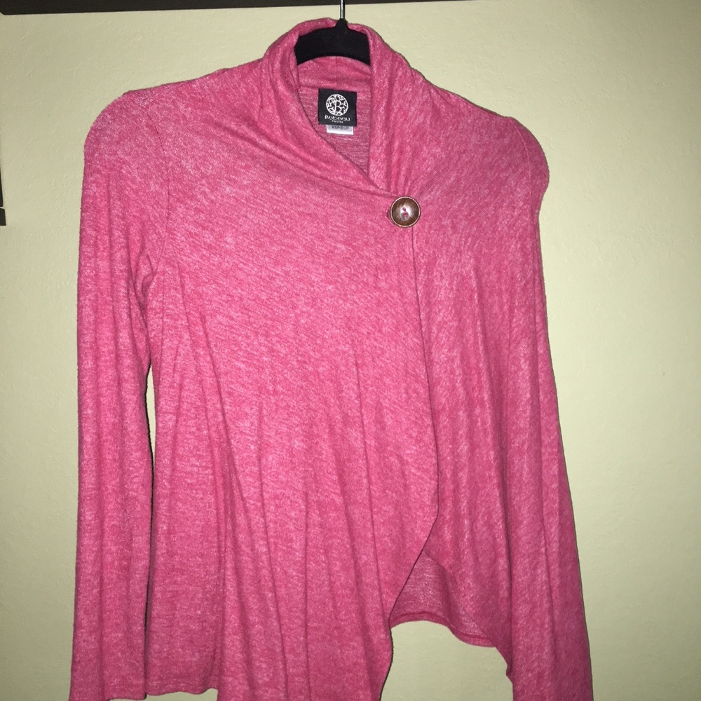 Bobeau light pink 1 button wrap/cardigan